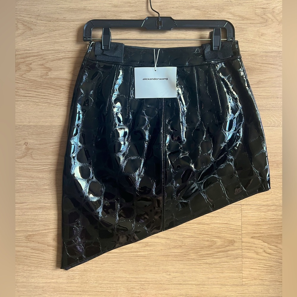 Authentic Alexander Wang leather black mini skirt, size 4 in women.